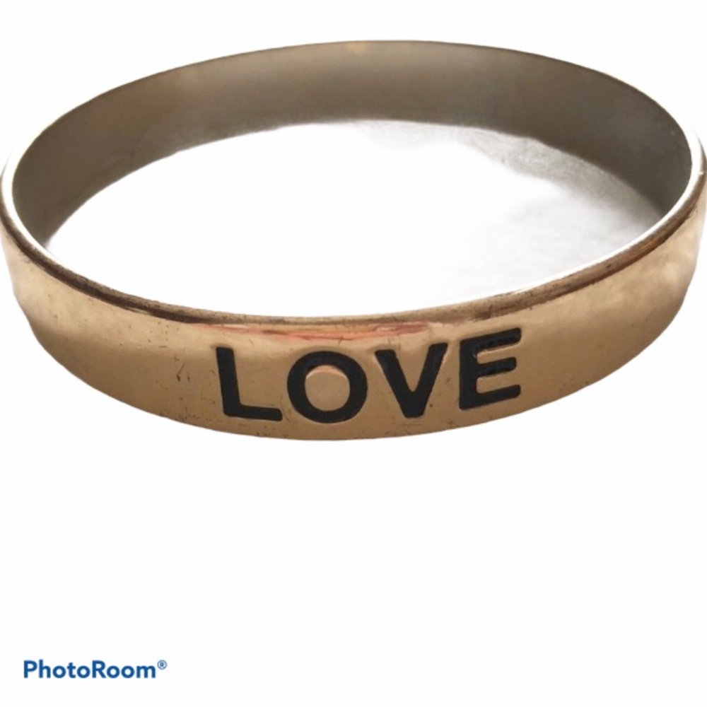 Gold engraved Love bangle bracelet